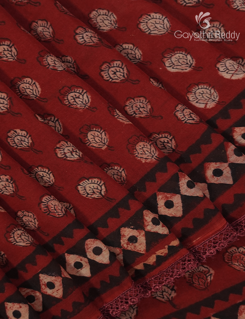 Pure Modal Silk Fancy Saree in Rust Red