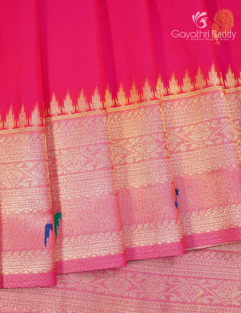Semi Kanchipuram Art Silk Saree in Fuchsia Pink