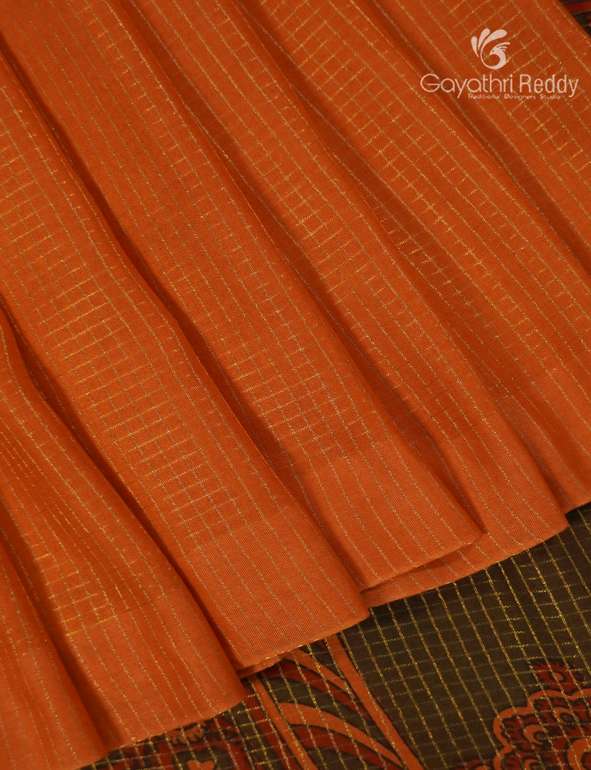 Pure Munga Silk Saree in Orange