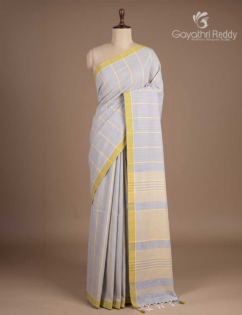 Pure Handloom Cotton Saree in Cloud Blue