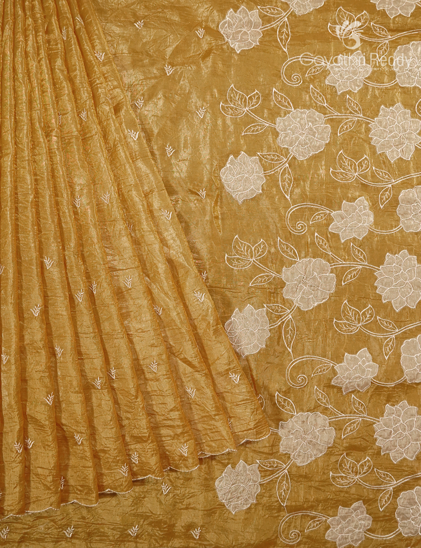 Glass Organza Saree in Pastel Mustard