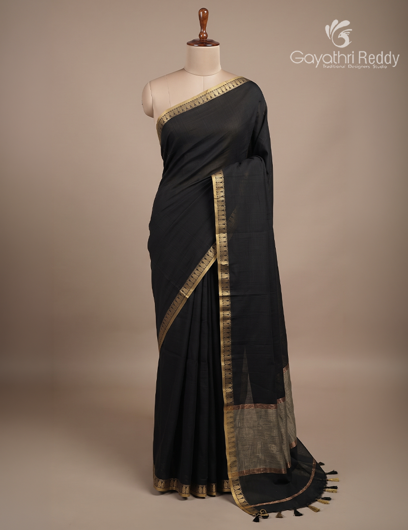 Jamdani Cotton Saree in Black