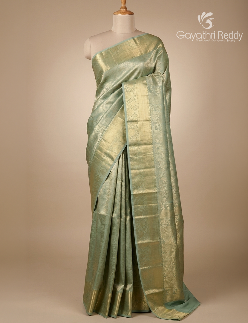 Semi Kanchipuram Silk Saree in Mint Green