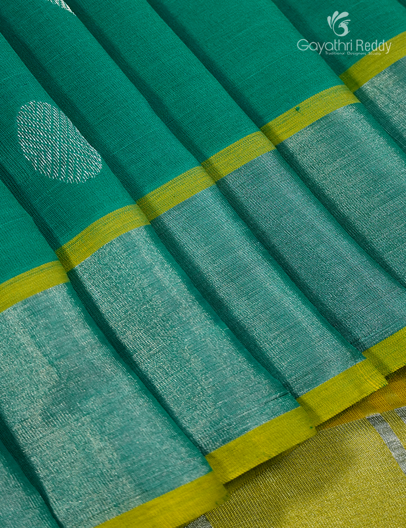 Pure Arani Sico Saree in Sea Green and Lime Yellow