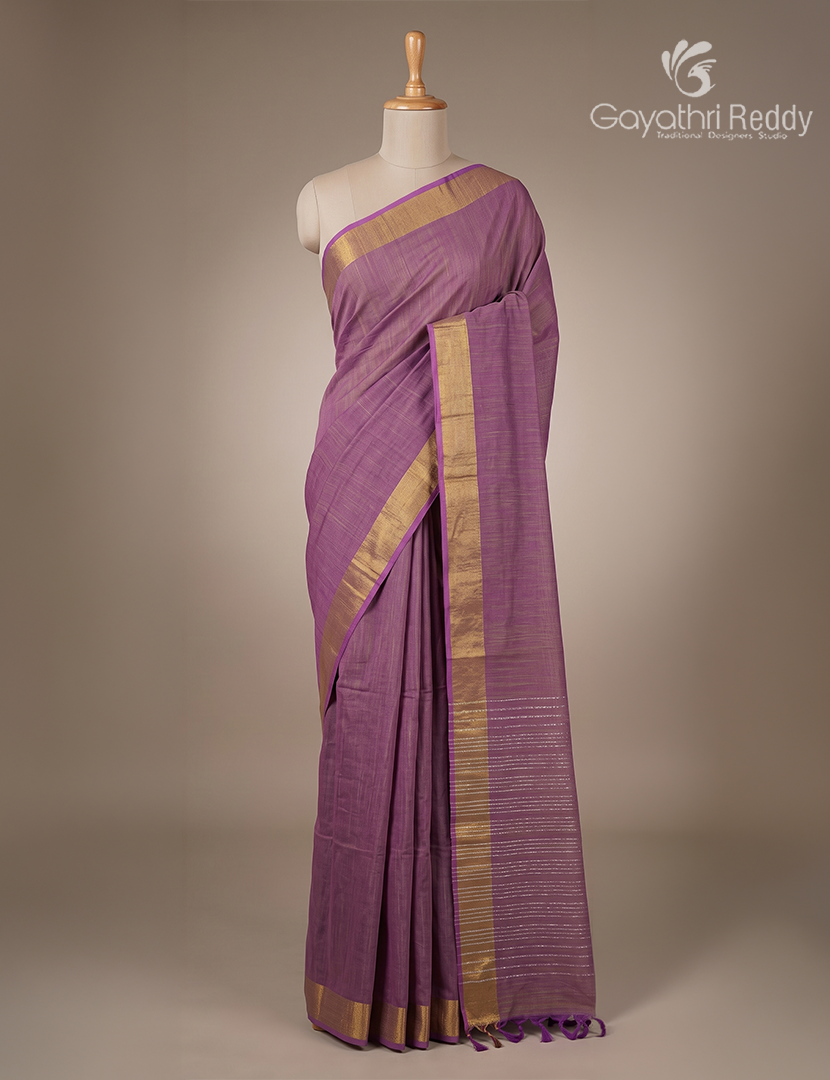 Pure Handloom Cotton Saree in Onion Pink