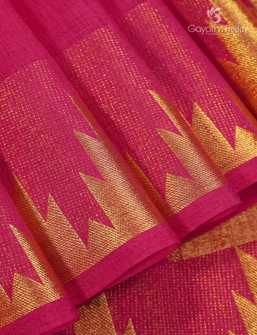 Semi Tussar Saree in Rani Pink