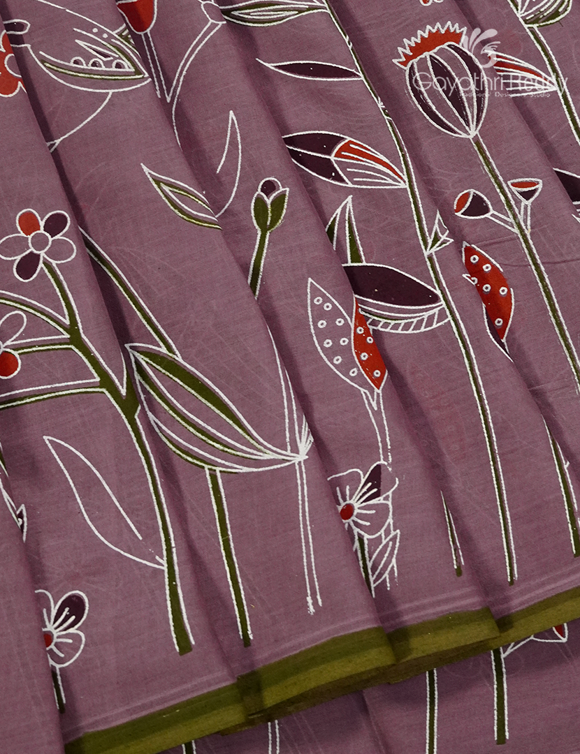 Pure MulMul Cotton Saree in Mauve Pink