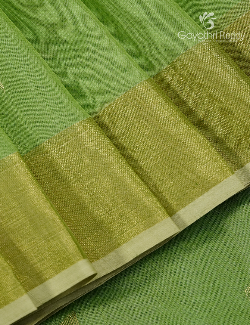 Pure Chanderi Sico in Parrot Green