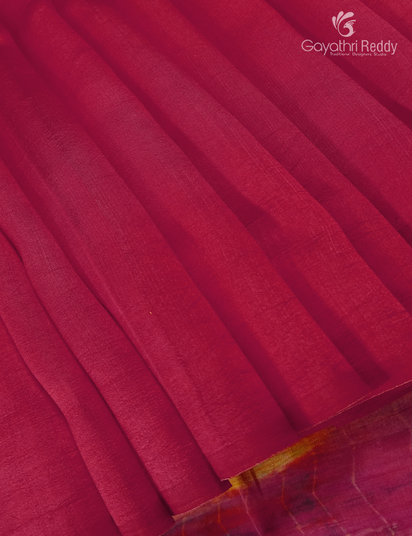 Pure Dupion Digital Print Saree in Rani Pink