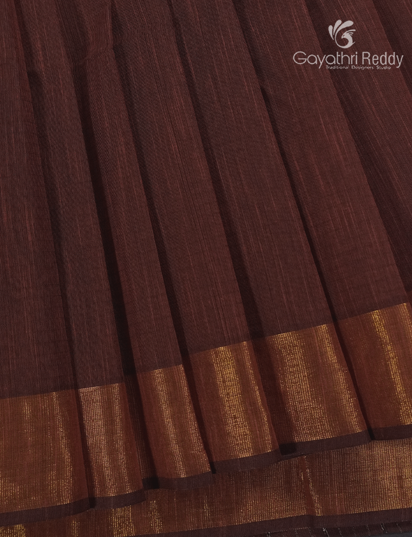 Pure Handloom Cotton Saree in Brown