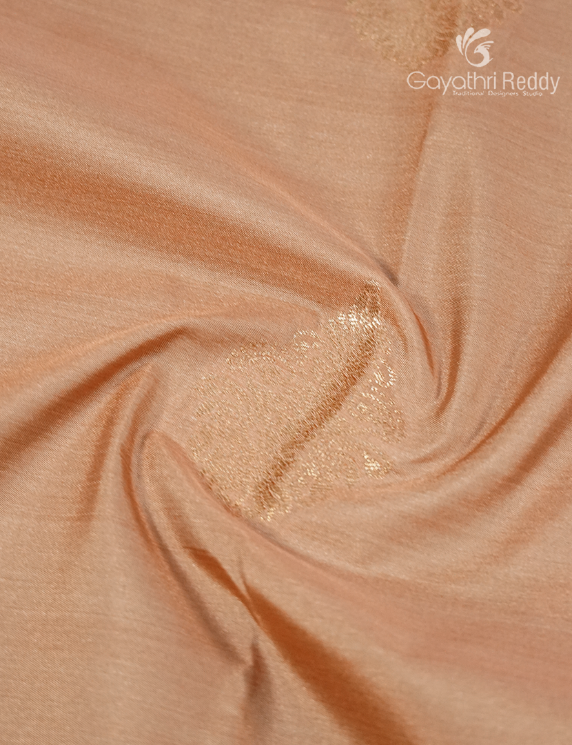 Semi Kanchipuram Silk Saree in Golden Beige and Maroon