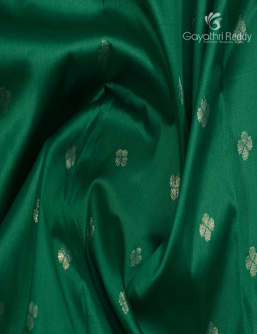 Semi Banaras Katan Silk Saree in Sea Green and Red