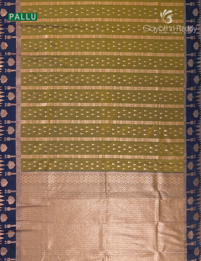 Semi Kanchipuram Art Silk Saree in Mehendi Green