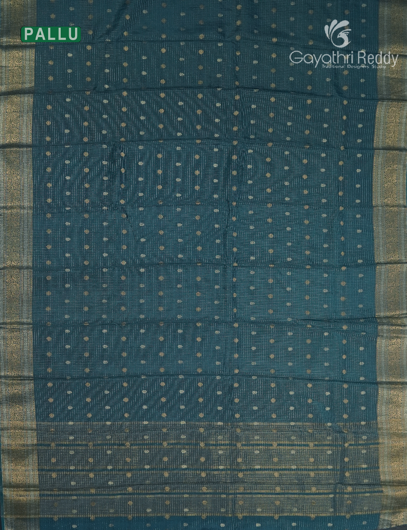 Semi Mysore Crepe Saree in Deep Peacock Blue