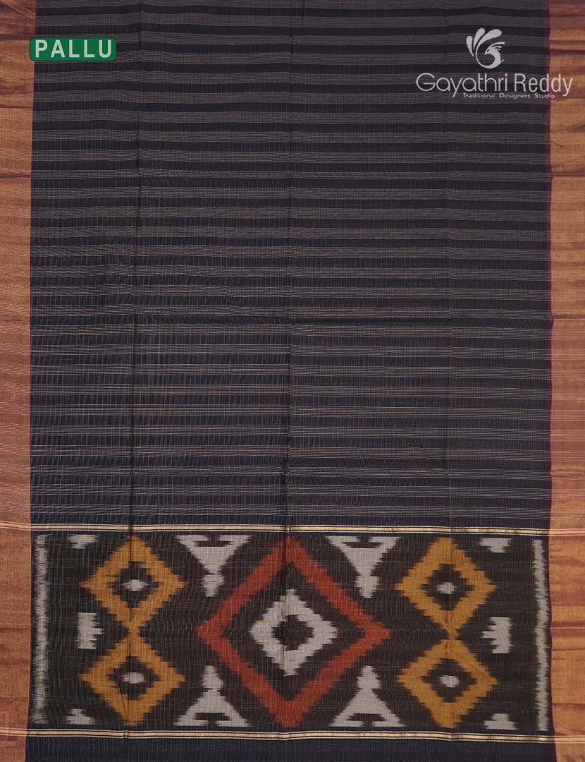 Semi Ikat Sico Saree in Navy Blue