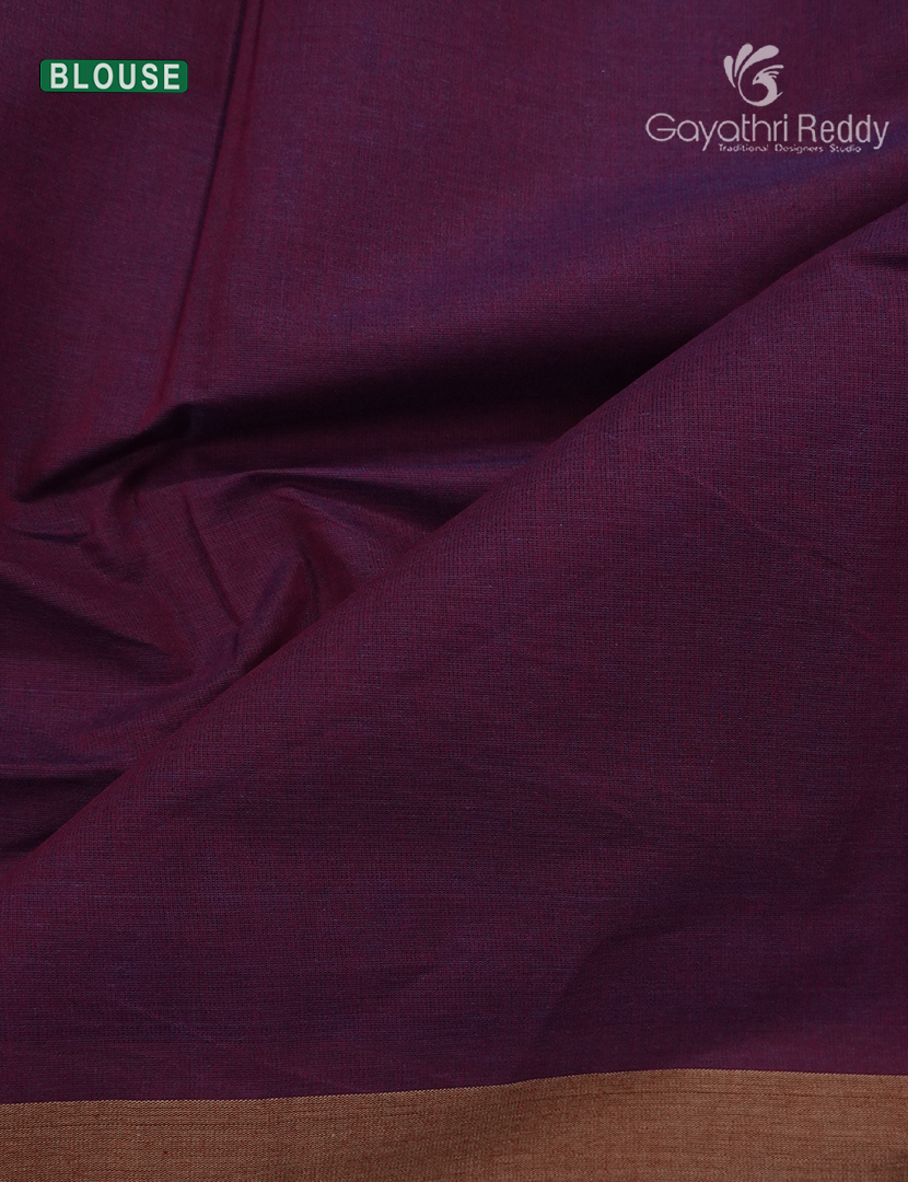Pure Handloom Cotton Saree in Concrete Grey and Deep Wine
