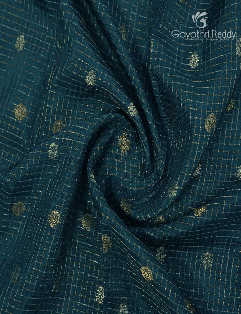 Semi Mysore Crepe Saree in Deep Peacock Blue