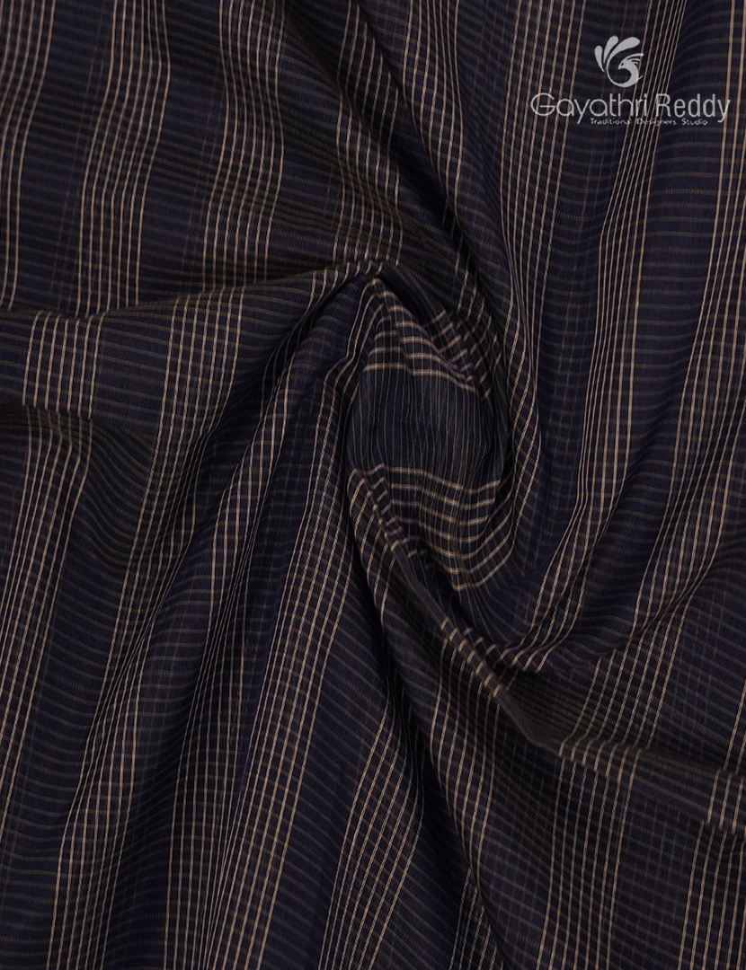 Semi Ikat Sico Saree in Navy Blue