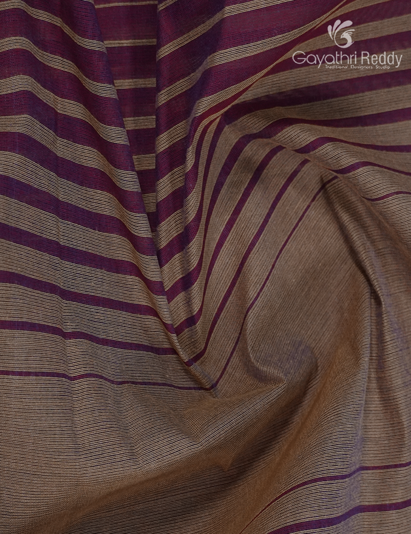 Pure Handloom Cotton Saree in Concrete Grey and Deep Wine