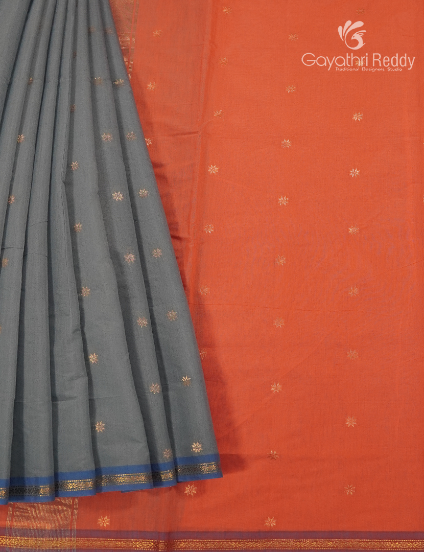 Sico Saree in Grey and Orange