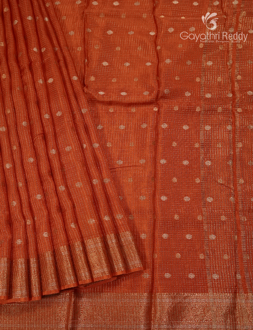 Semi Mysore Crepe Saree in Burnt Orange