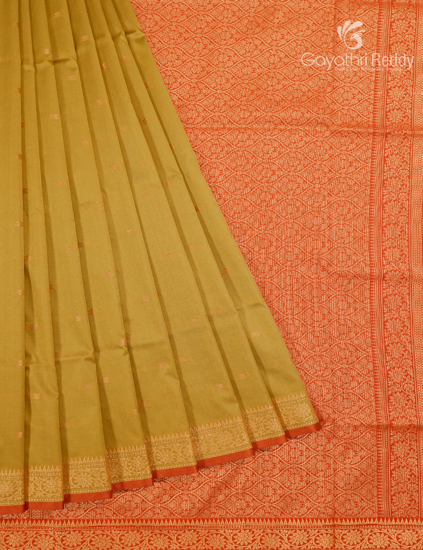 Semi Katan Silk Saree in Light Olive Green