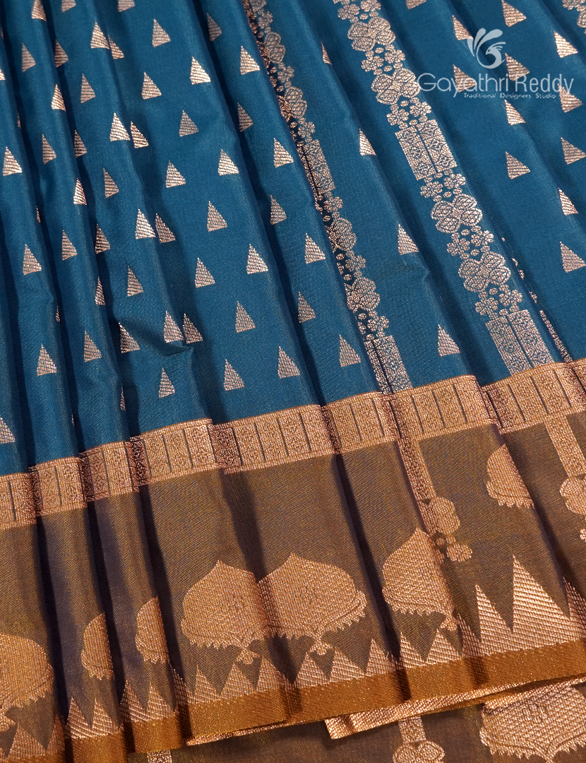 Semi Kanchipuram Art Silk Saree in Deep Peacock Blue