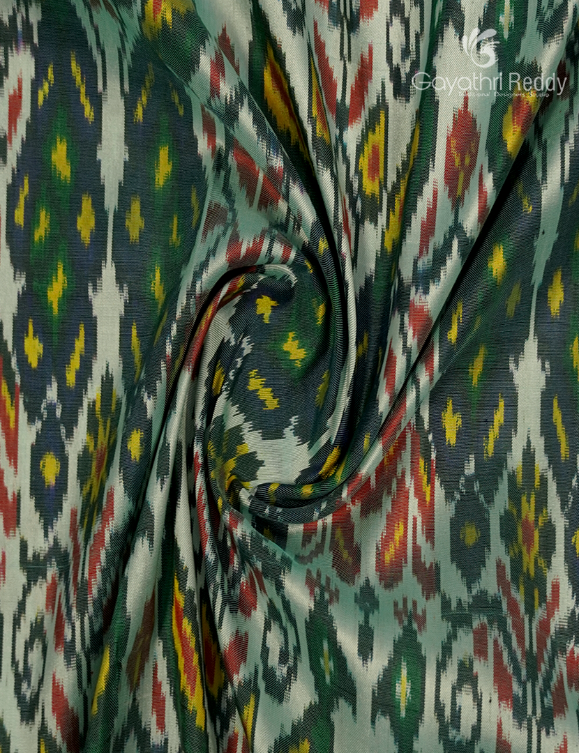 Pure Ikat Silk Saree in Pista Green and Deep Pink