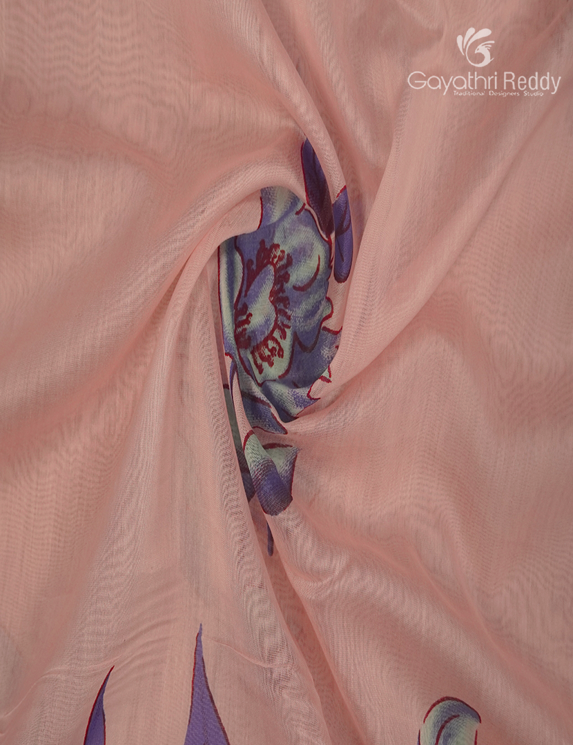 Pure Maheshwari Silk Saree in Baby Peach