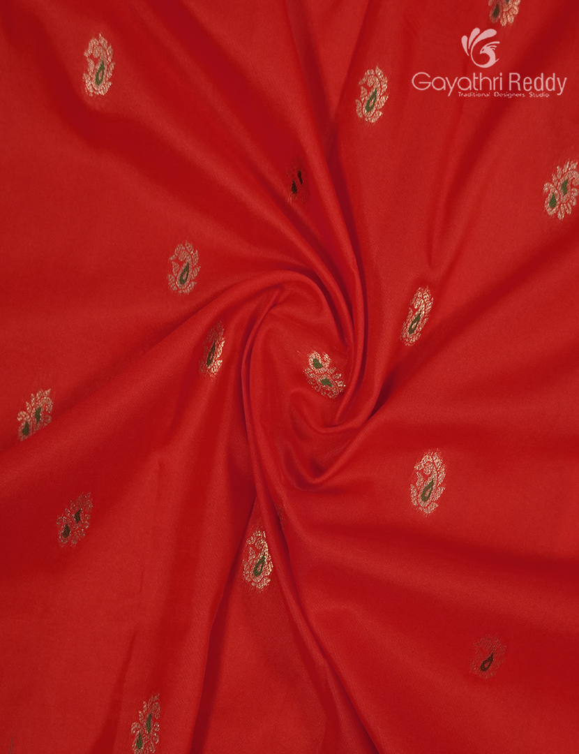 Semi Kanchipuram Art Silk Saree in Orange and Khakhi Green