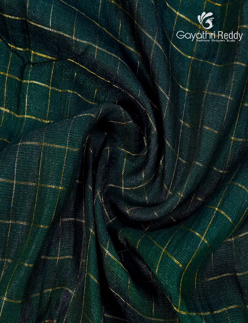 Mangalgiri Kalamkari Saree in Bottle Green