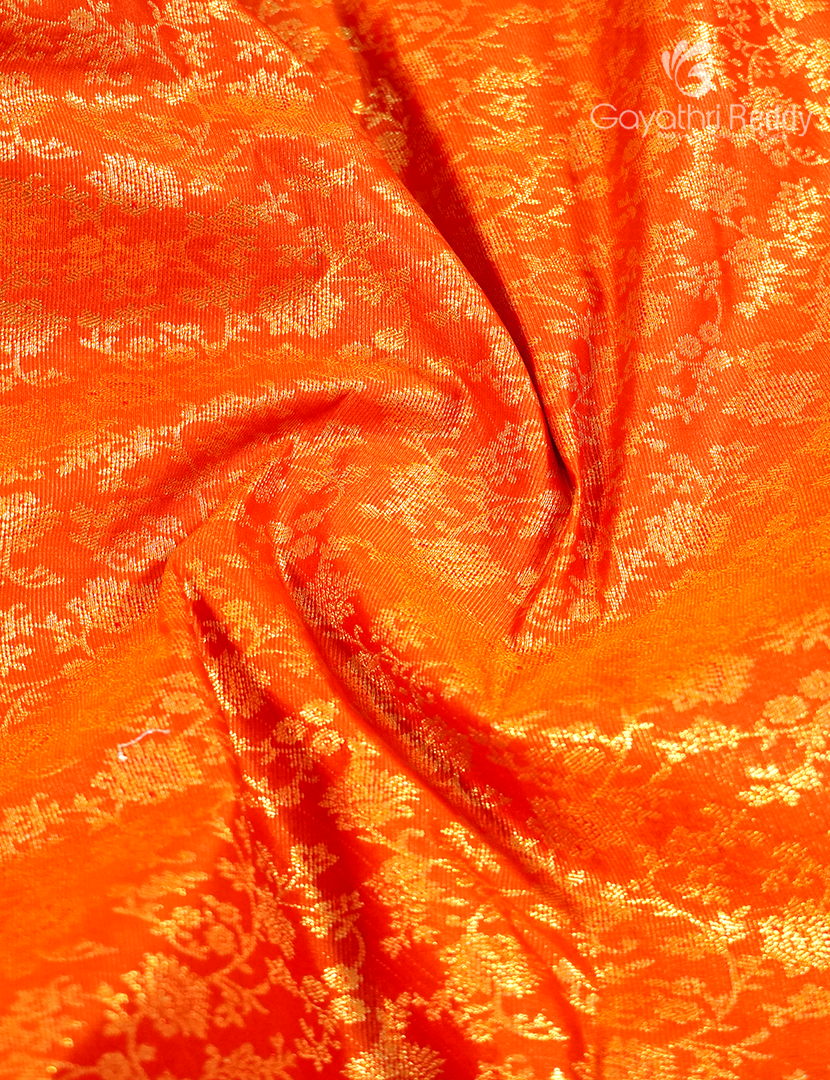 Semi Kanchipuram Silk Saree in Orange