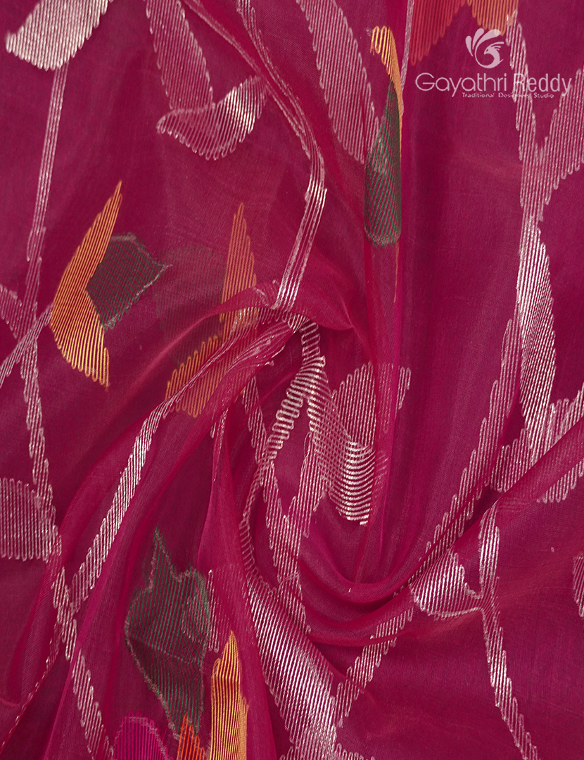 Pure Jamdani Kora Saree in RaniPink