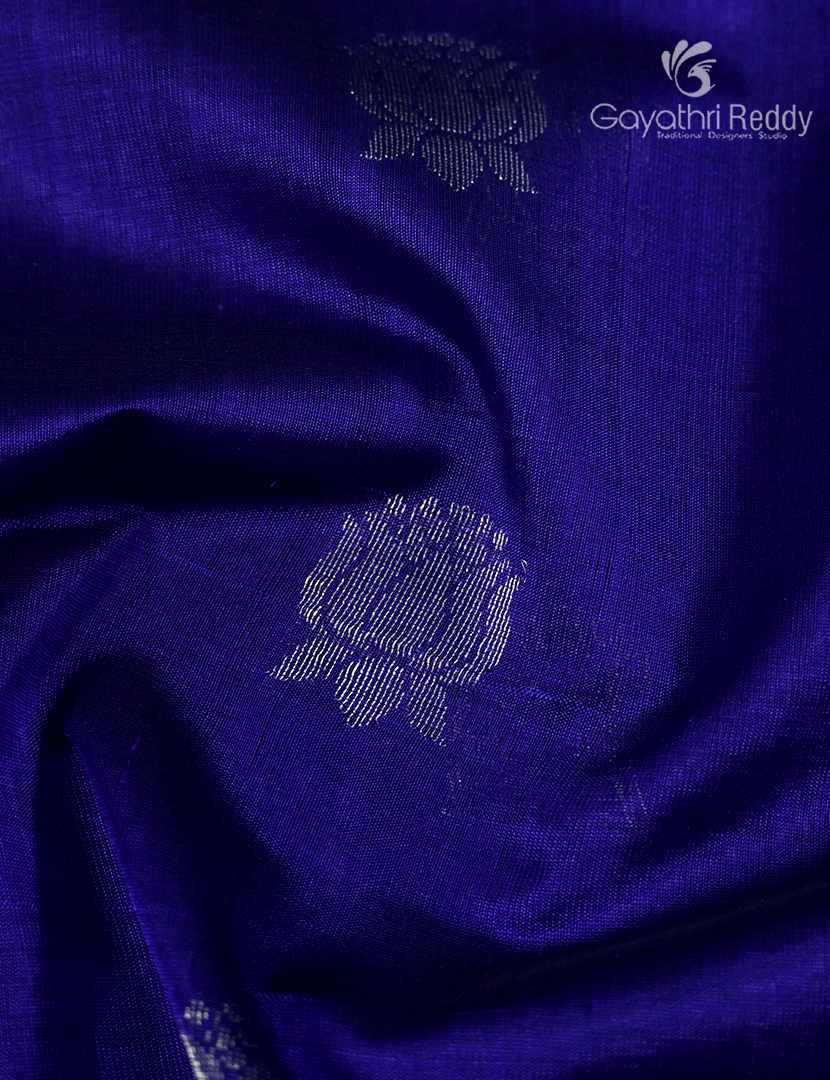 Pure Arani Sico Saree in Deep Blue and Parrot Green