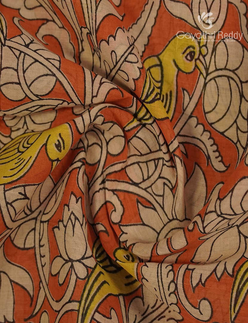Pure MulMul Cotton Saree in Beige and Orange