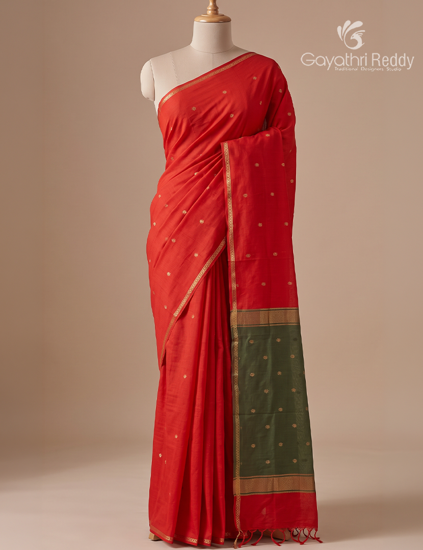 Sico Saree Red and Mehendi Green