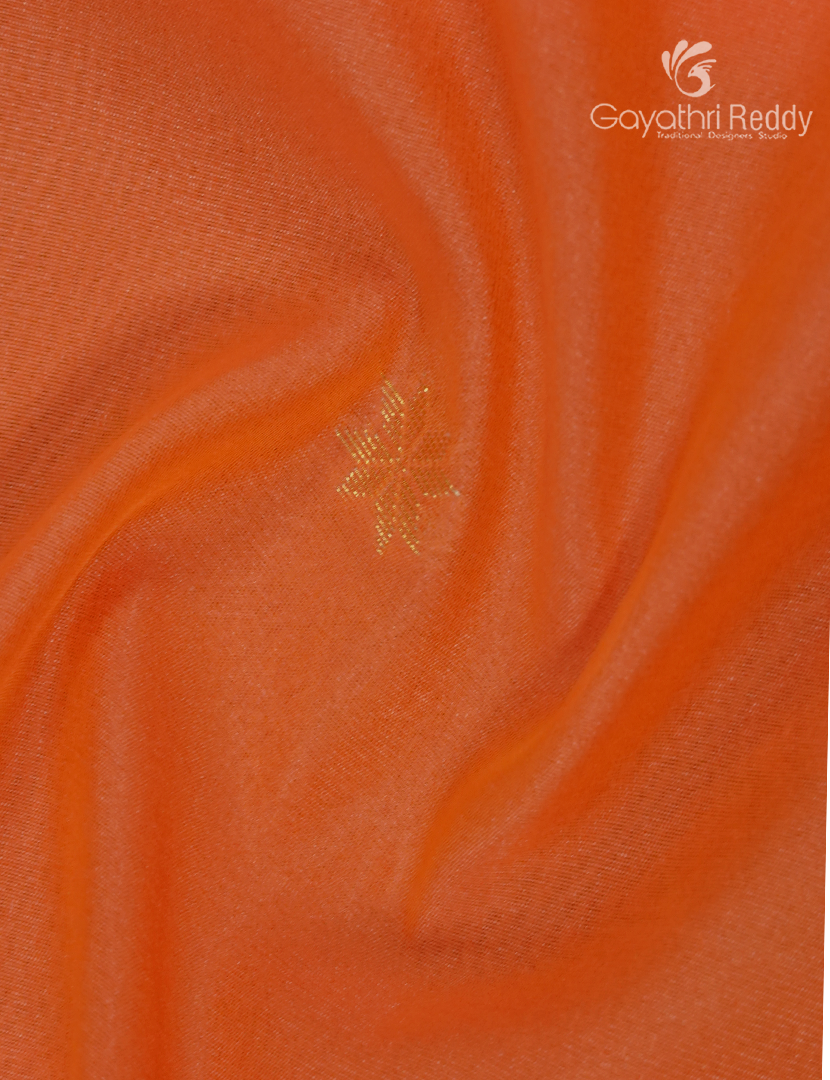 Silk Cotton Saree in Pale Orange and Purple