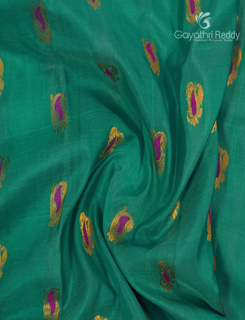 Pure Uppada Silk Saree in Sea Foam Green and Violet