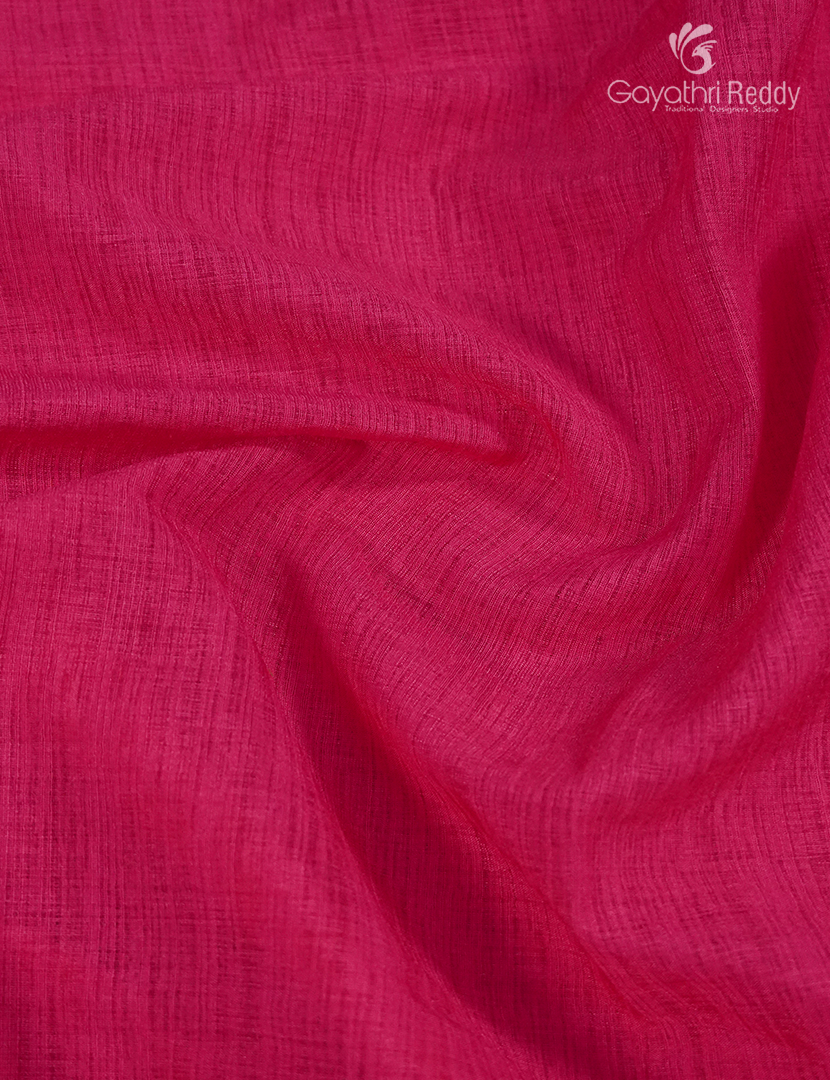 Semi Tussar Saree in Rani Pink