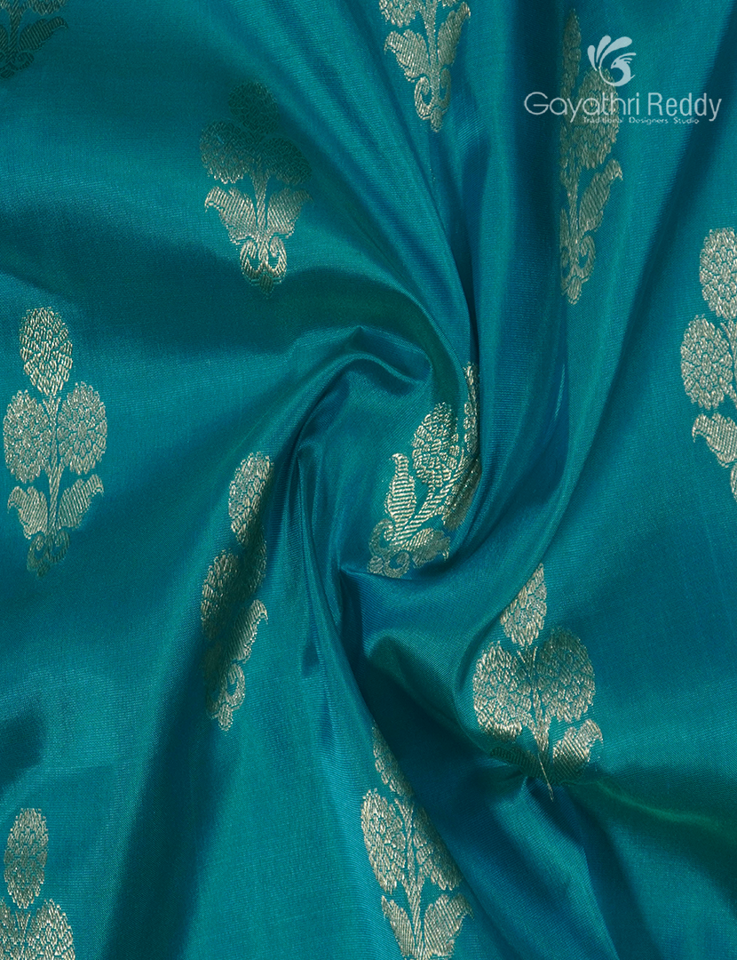 Pure Venkatagiri Silk Saree in Peacock Green and Blue