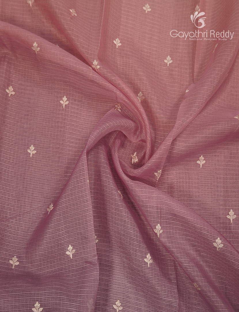 Silk Kota Saree in Onion Pink and Grey