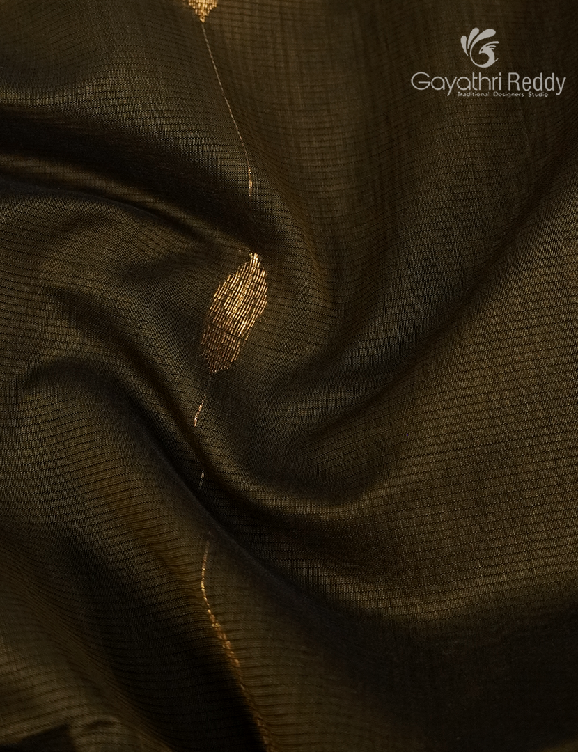 Pure Chanderi Sico Saree in Dry Mehendi Green