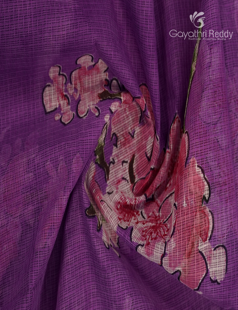 Premium Quality Cotton Kota Saree in Purple and Baby Pink