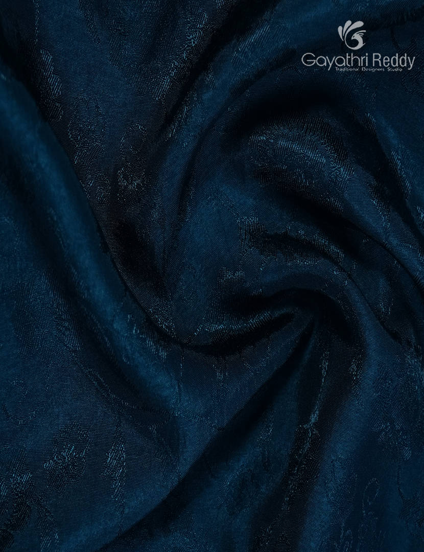 Semi Mysore Crepe Saree in Deep Peacock Blue