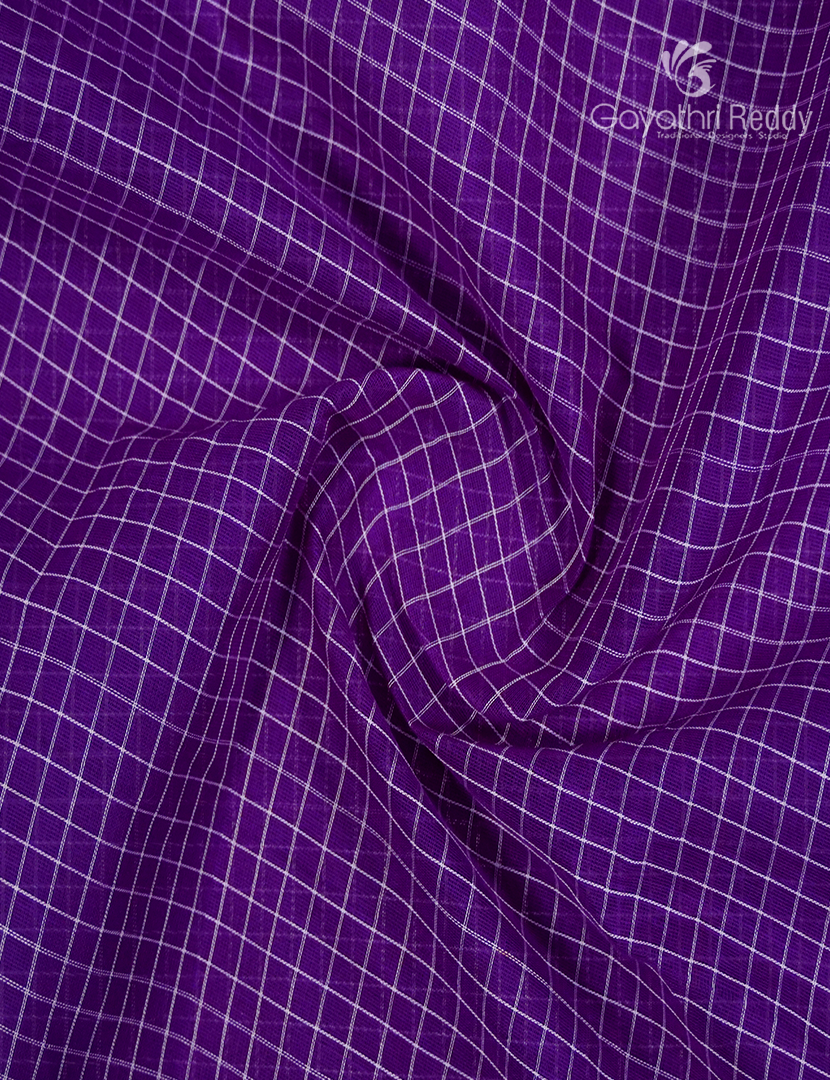 Pure Gadwal Cotton Saree in Deep Purple and Sky Blue