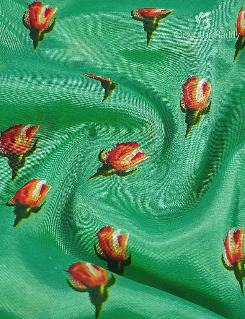 Mangalagiri Pattu Saree  in Sea Foam Green and Orange