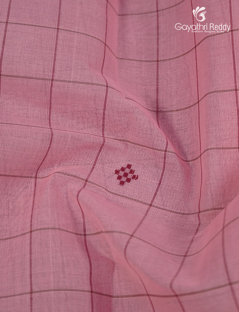 Pure Kanchi Cotton Saree in Baby Pink and Deep Maroon