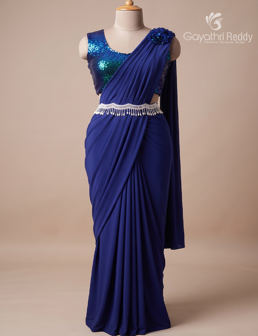 One Minute Saree in Blue