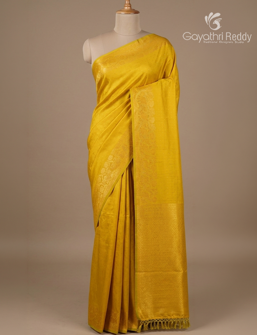 Semi Kanchipuram Art Silk Saree in Dry Mehendi