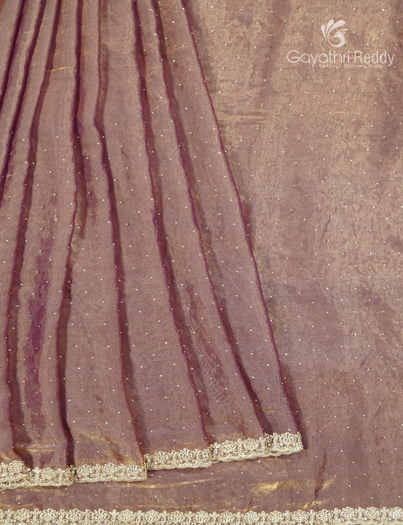 Tissue Fancy Saree in Rose Gold